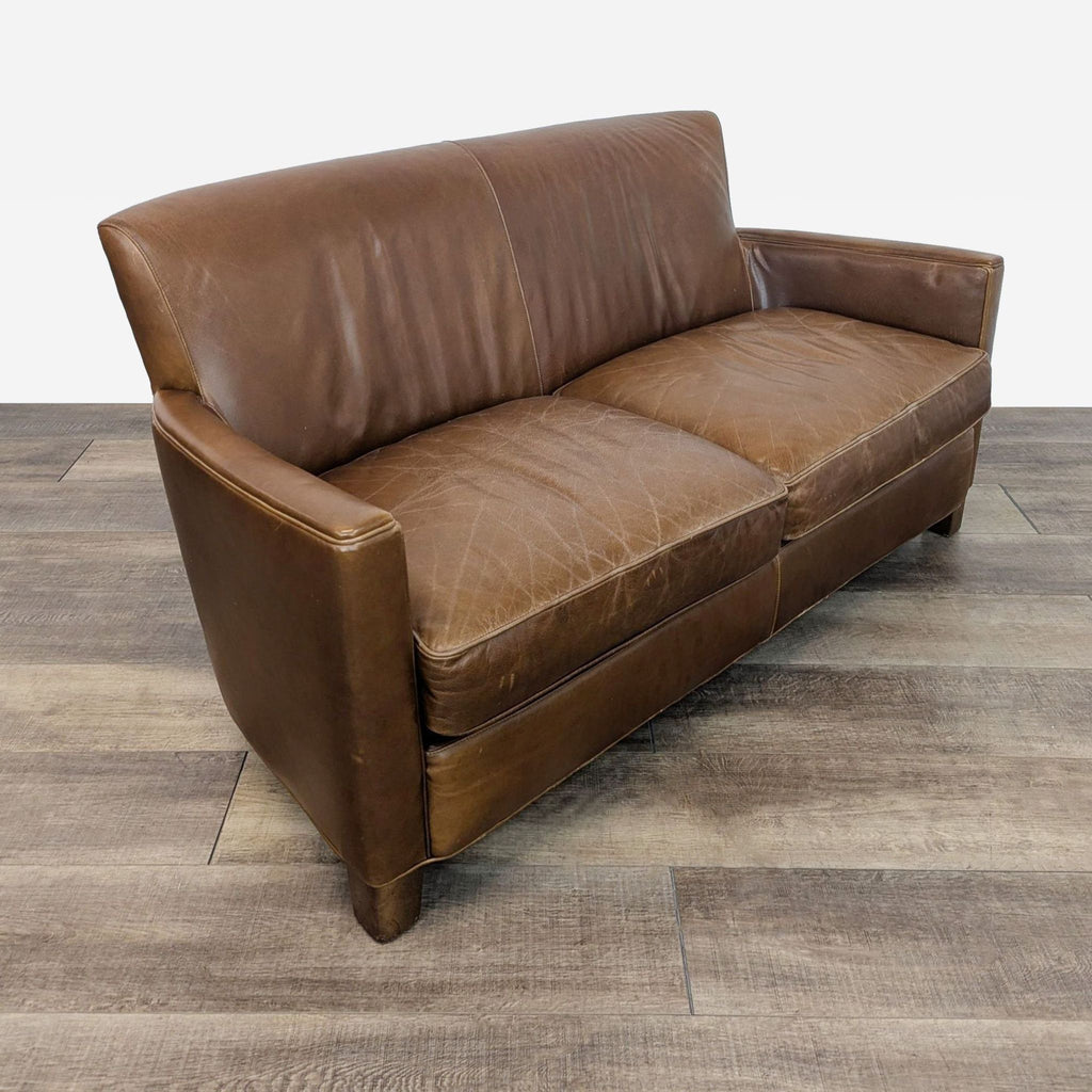 Crate & Barrel Briarwood Leather Loveseat