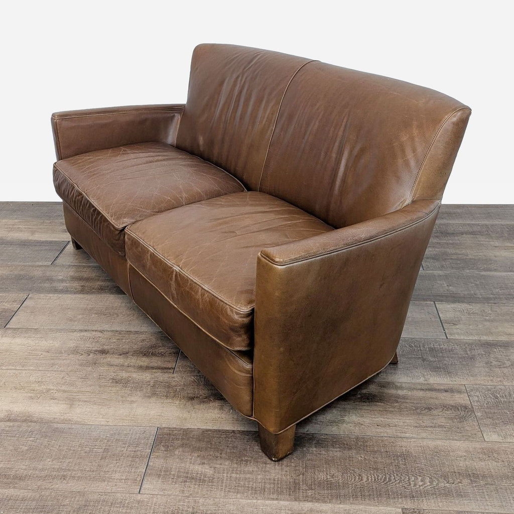 Crate & Barrel Briarwood Leather Loveseat