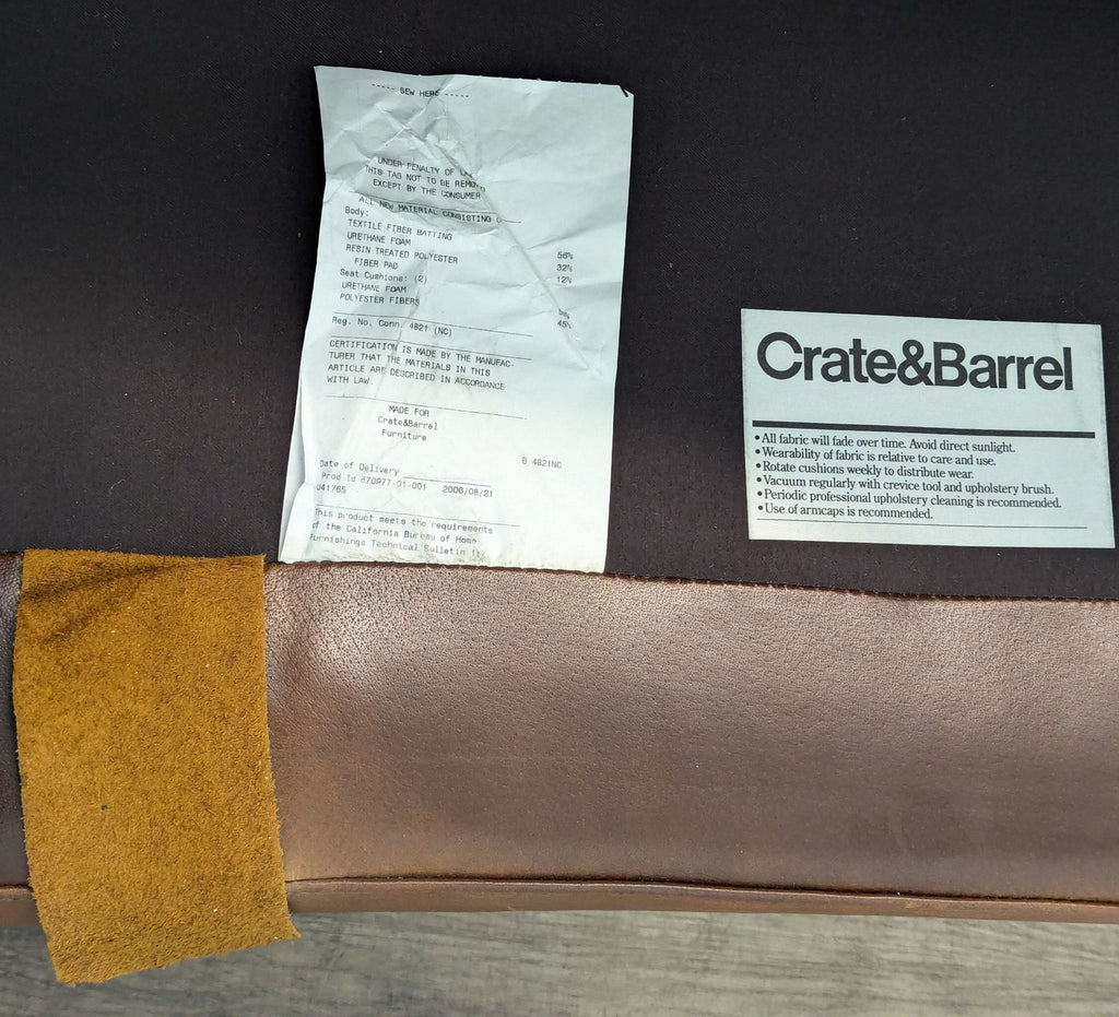 Crate & Barrel Briarwood Leather Loveseat