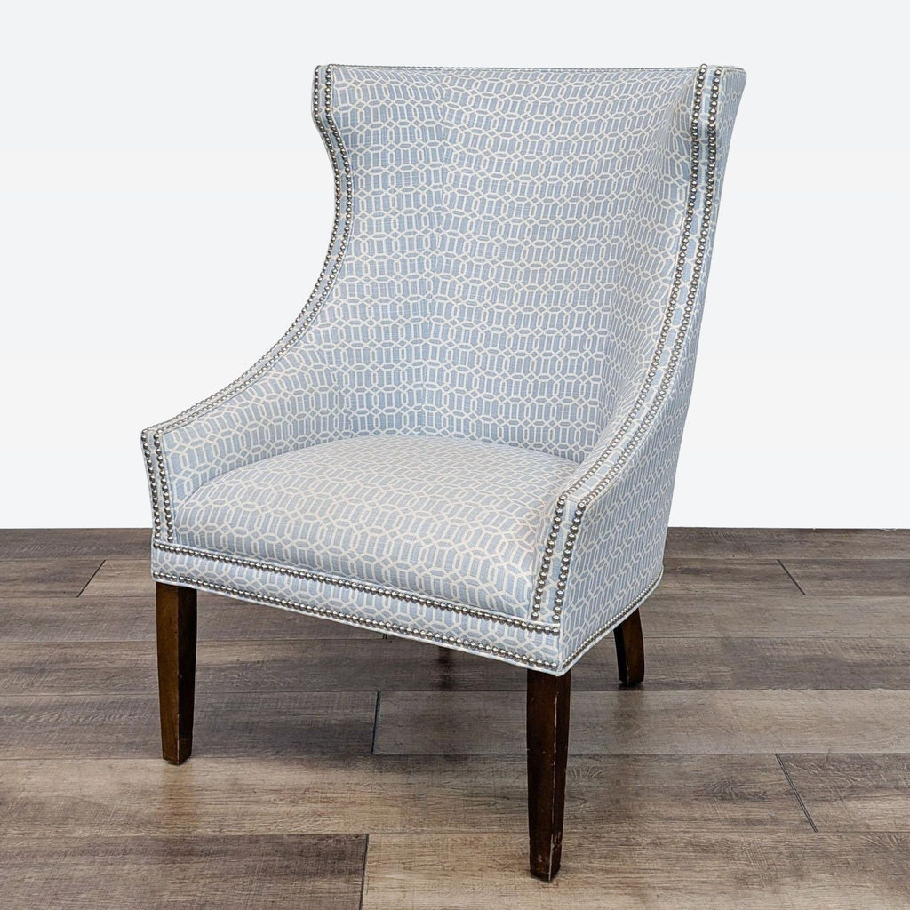 Contemporary Wingback Chair with Geometric Print