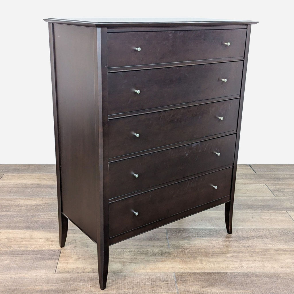 Baronet Five Drawer Chest in Espresso with Nickel Pulls