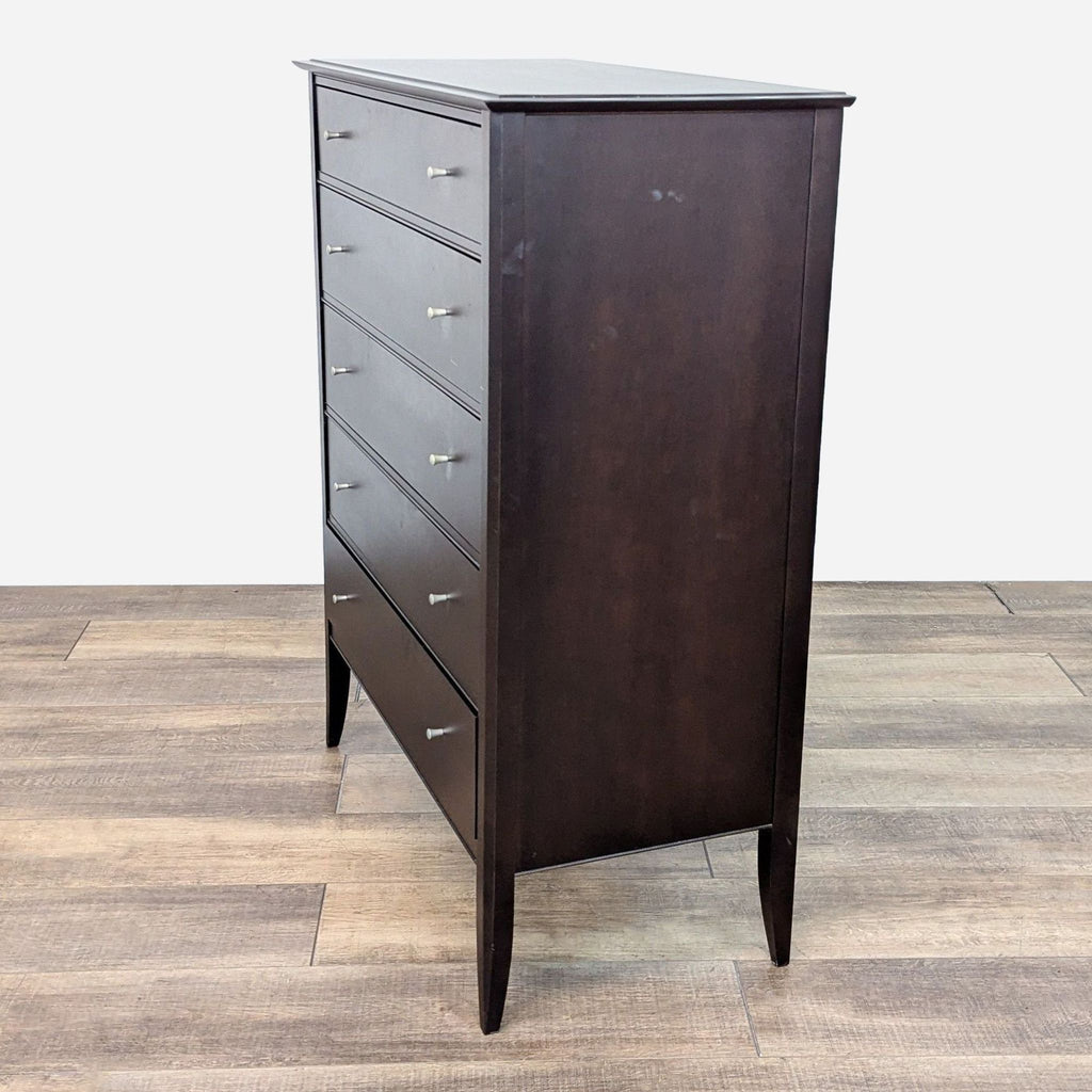 Baronet Five Drawer Chest in Espresso with Nickel Pulls