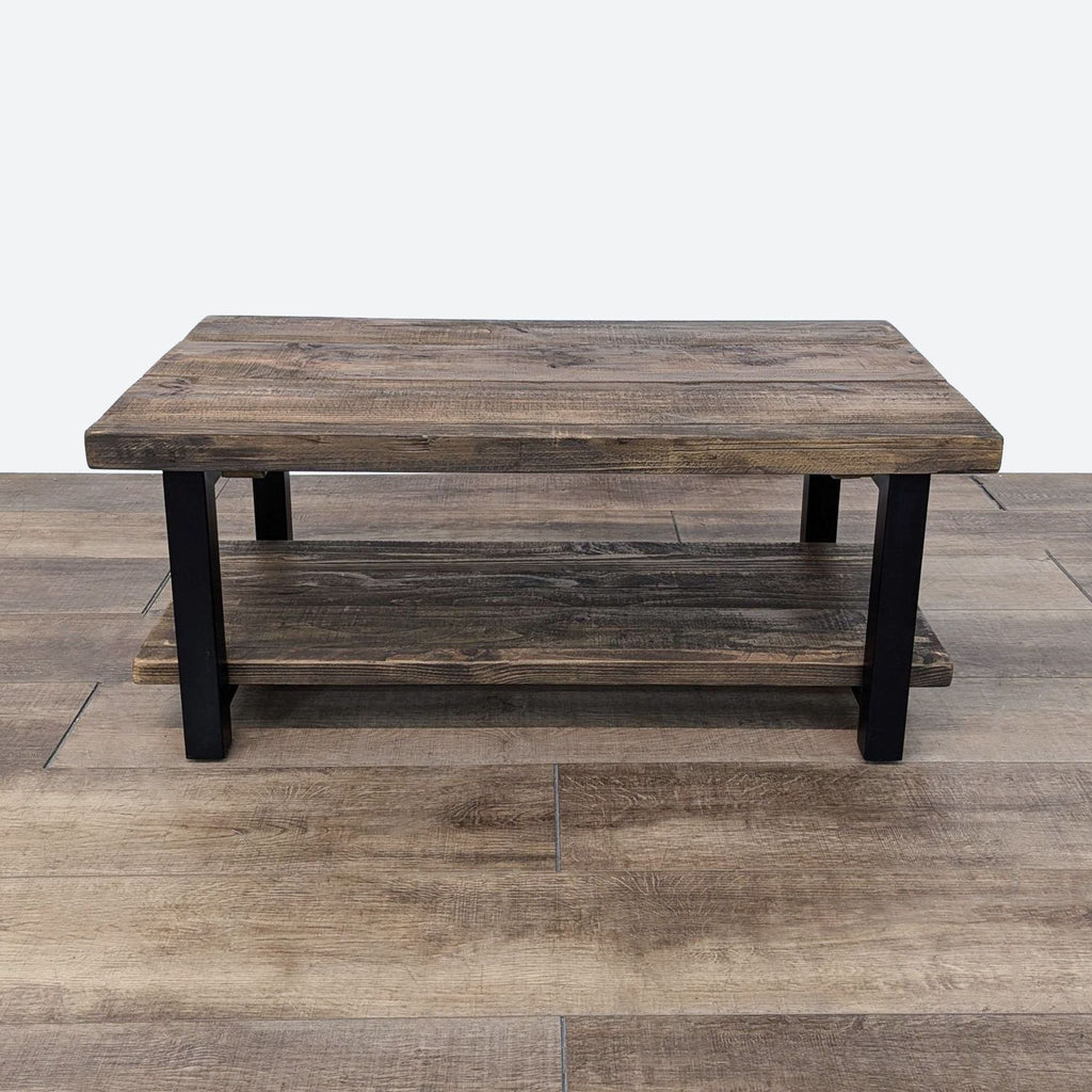 Rustic Reclaimed Wood Two Tier Coffee Table