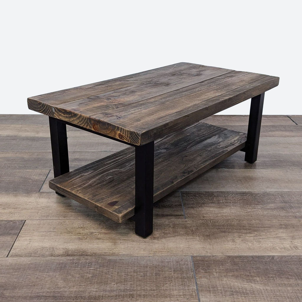 Rustic Reclaimed Wood Two Tier Coffee Table