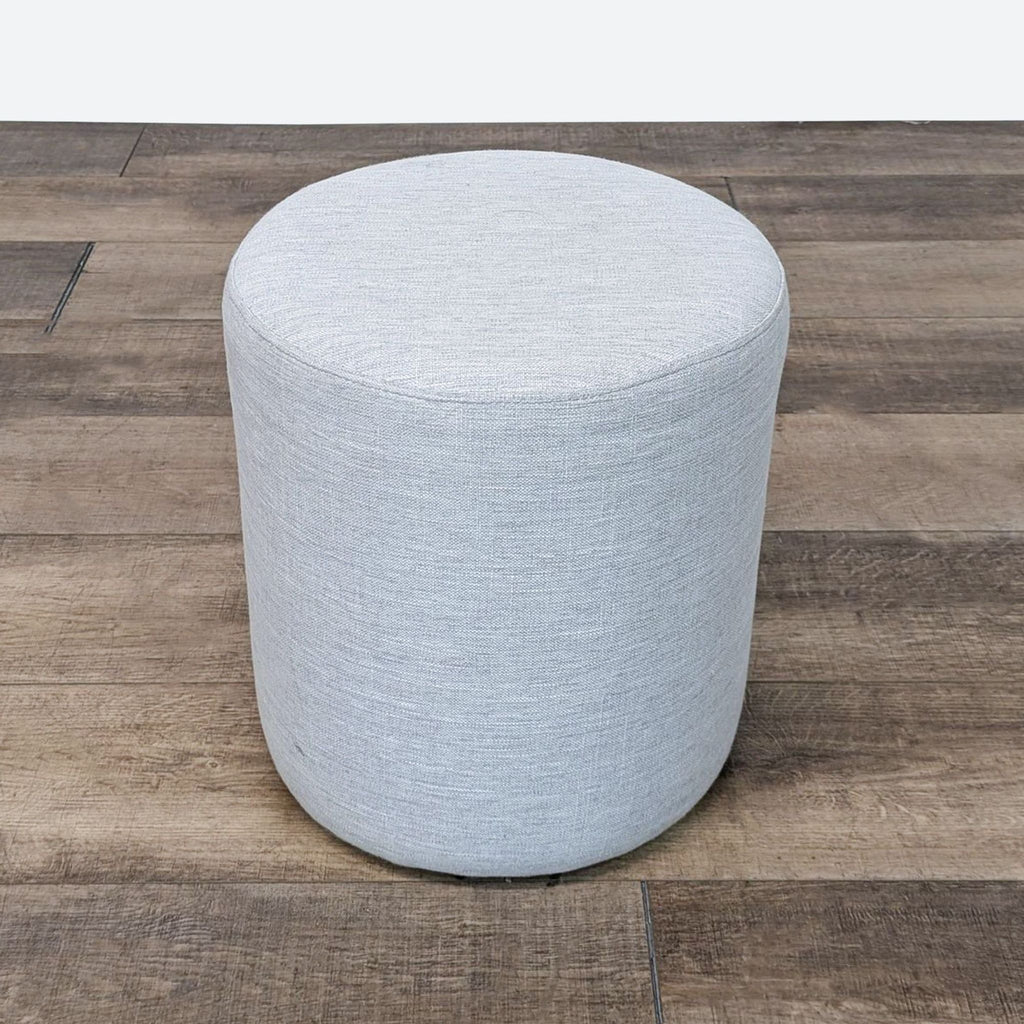 the gray ottoman - round ottoman with soft white fabric