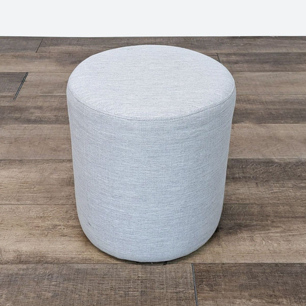 the gray ottoman - round ottoman with soft white fabric