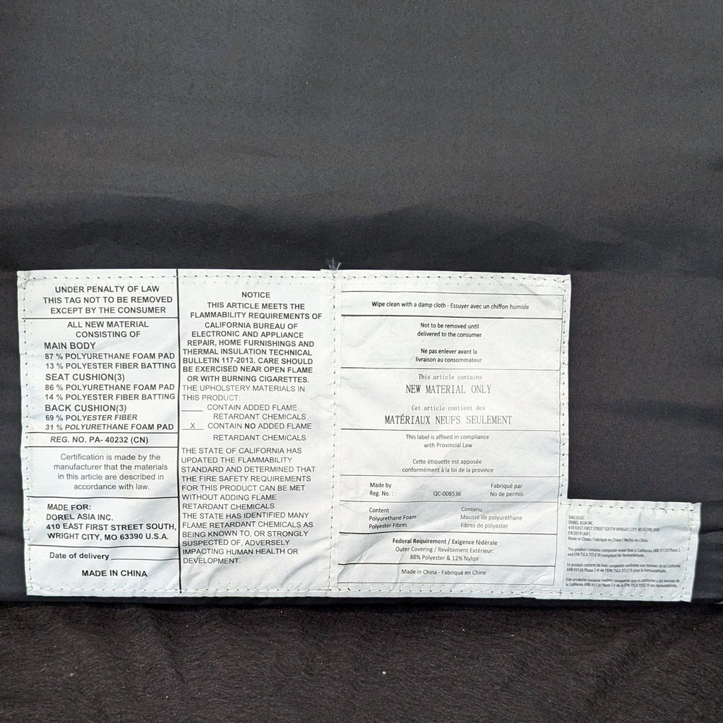 Dorel Living Modern Sectional Sofa