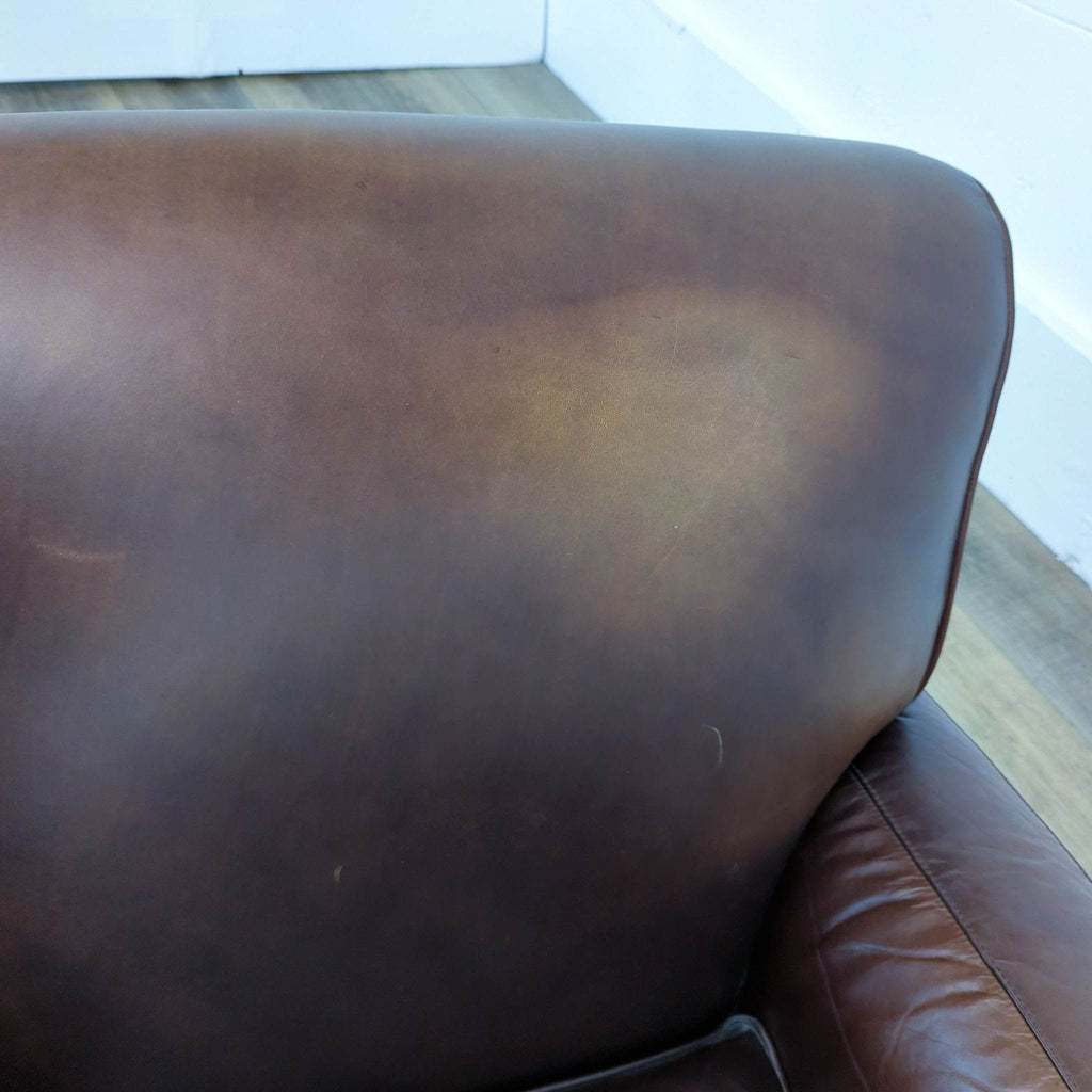 Pottery Barn Manhattan Brown Leather Roll Arm Lounge Chair