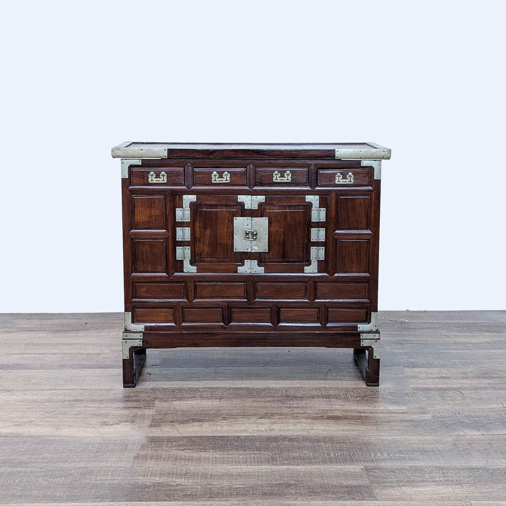 a chinese export mahogany chest of drawers