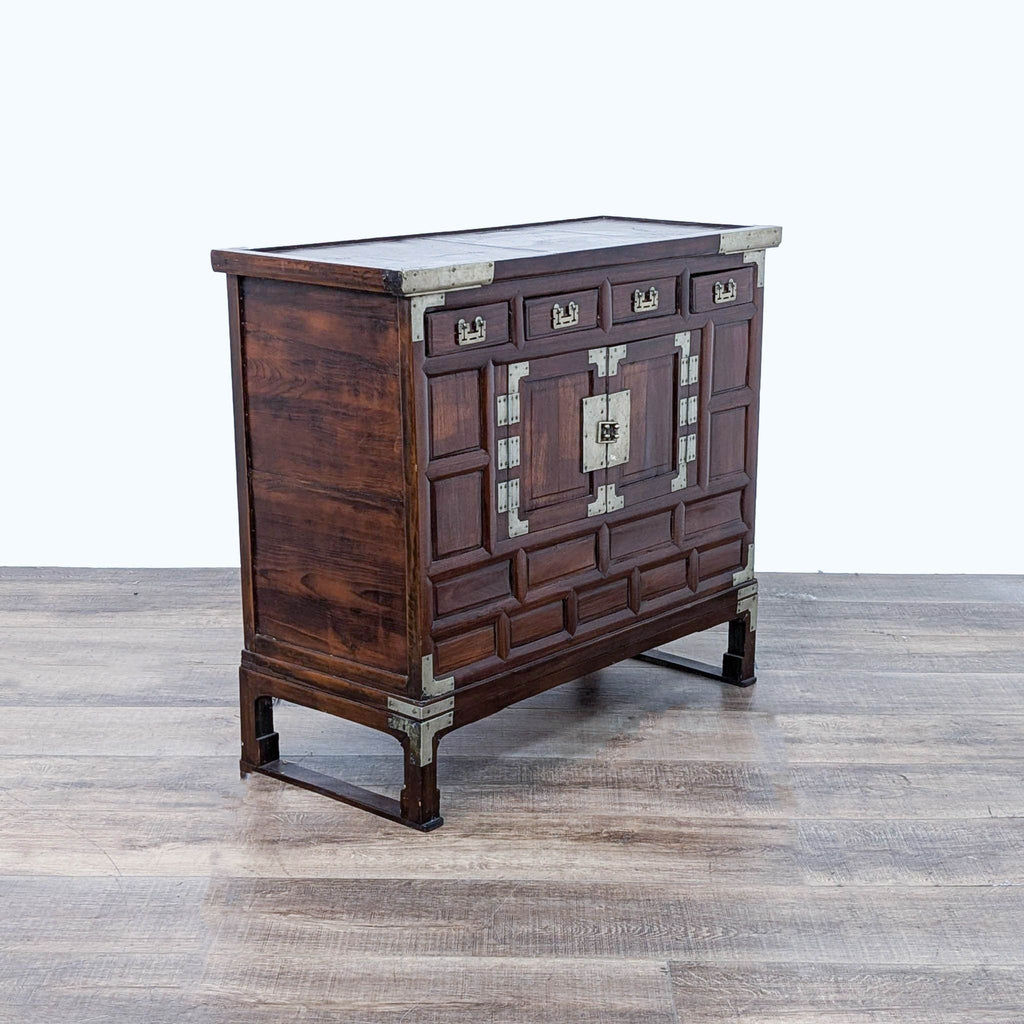 a chinese export mahogany chest of drawers