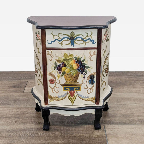 italian painted side table with a basket of fruit