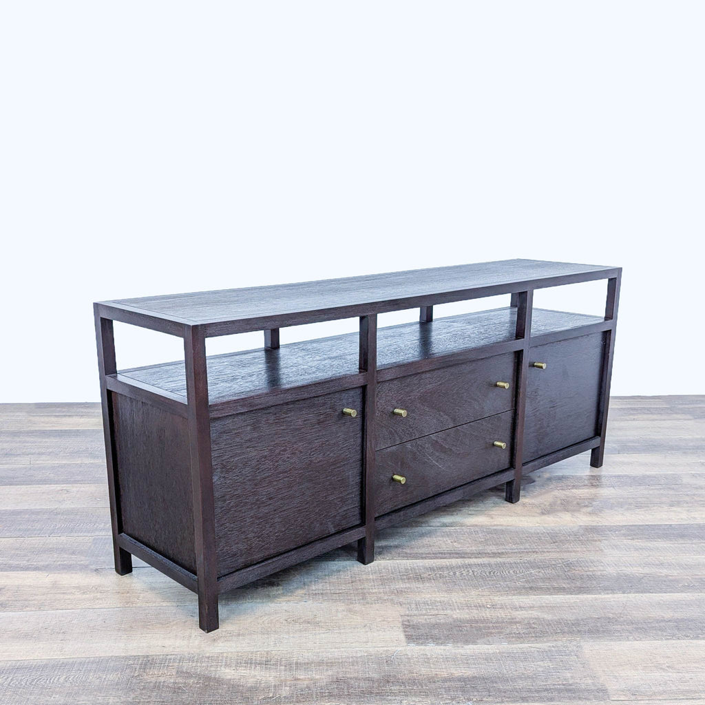 Crate & Barrel Keane Espresso Wood Storage Media Console