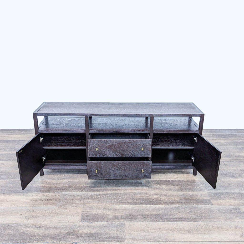 Crate & Barrel Keane Espresso Wood Storage Media Console