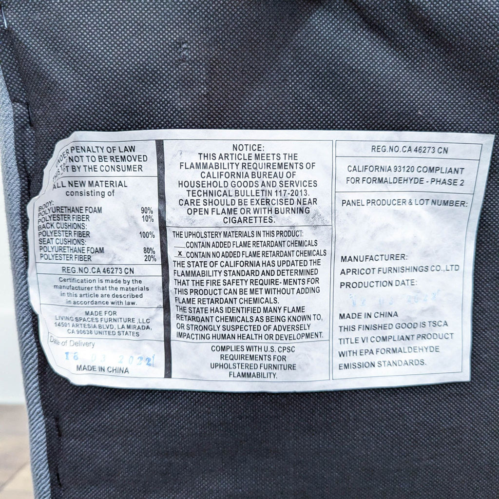 London Dark Grey Fabric Arm Chair By Living Spaces