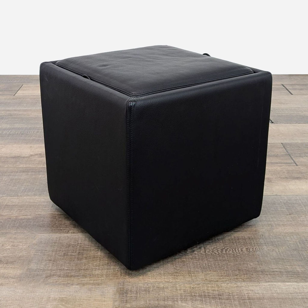 Modern Leather Storage Ottoman On Casters
