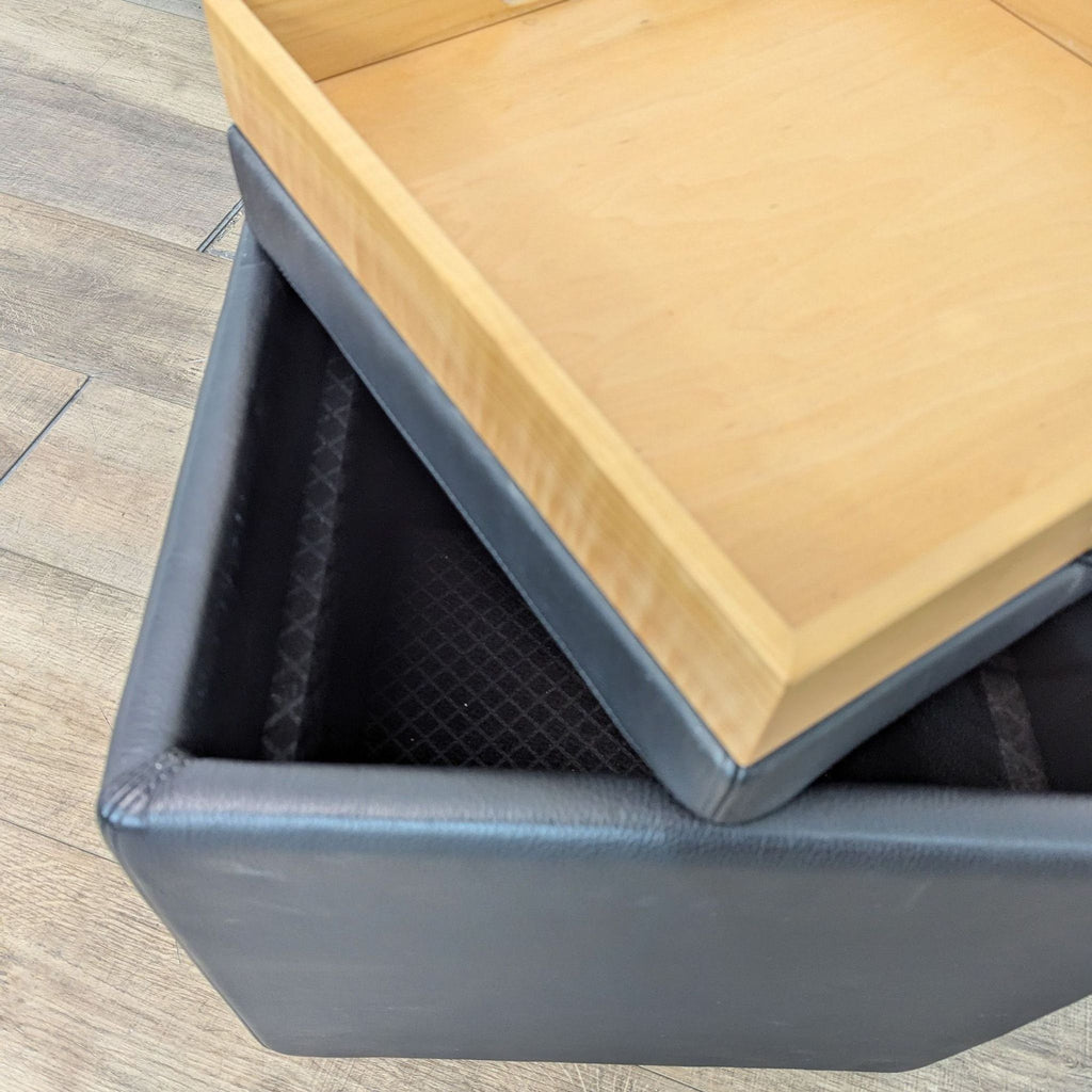 Modern Leather Storage Ottoman On Casters