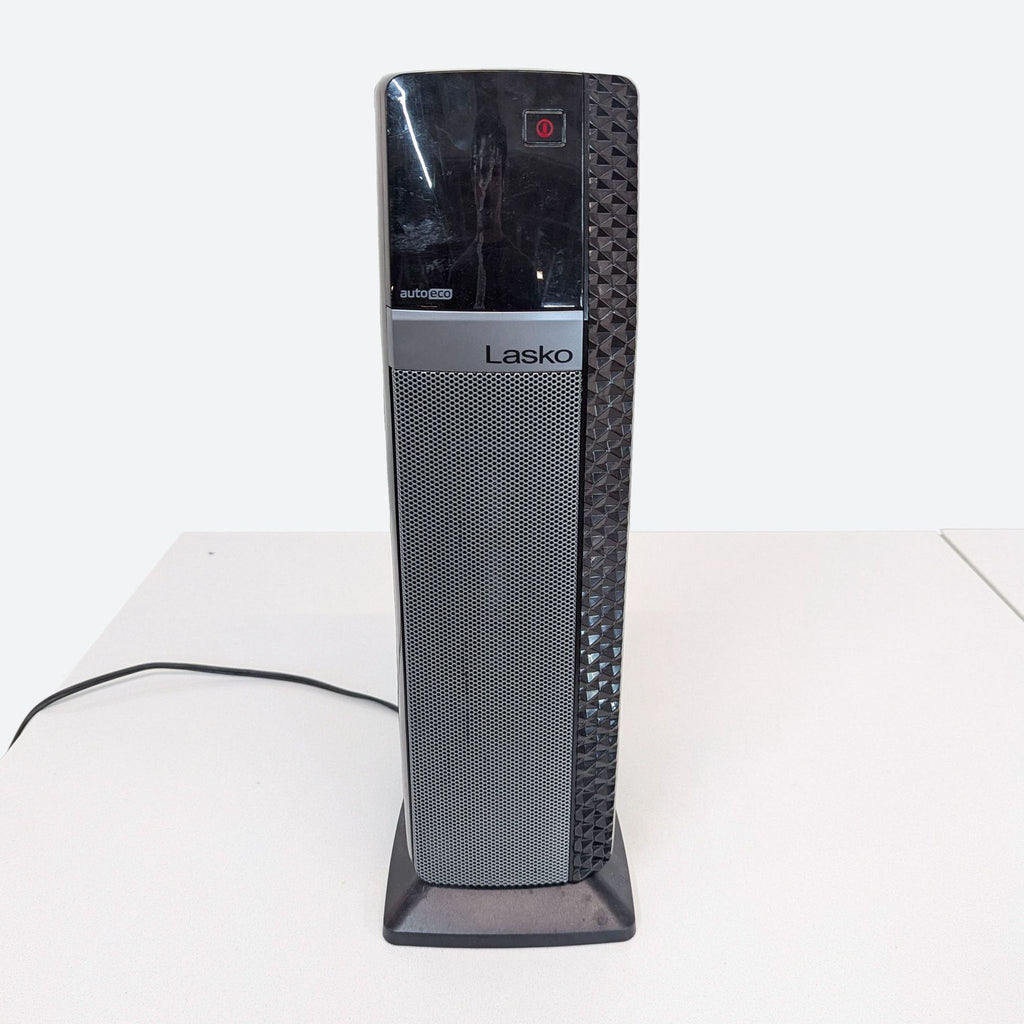 a close up of a speaker on a table.