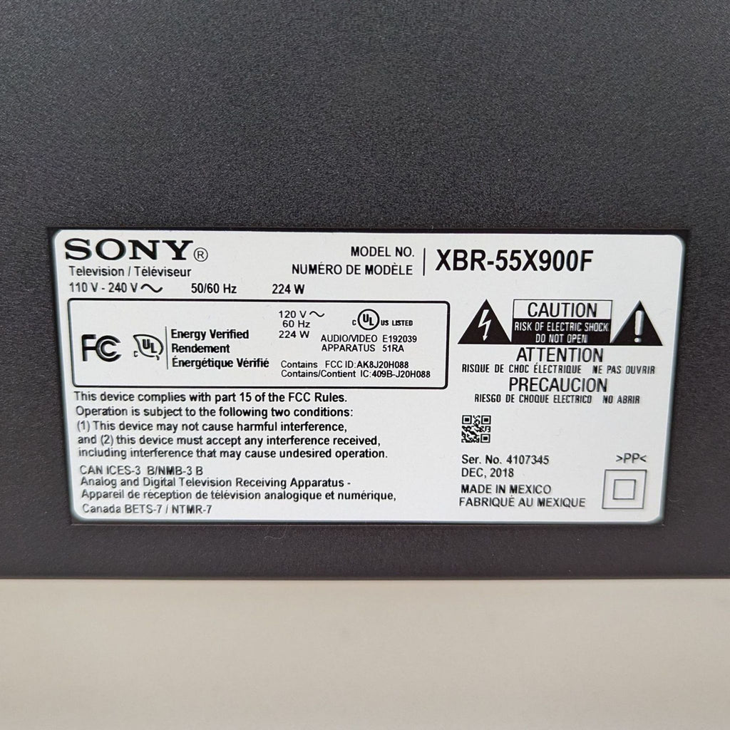 Sony 55" LED Smart TV (Model: XBR-55X900F