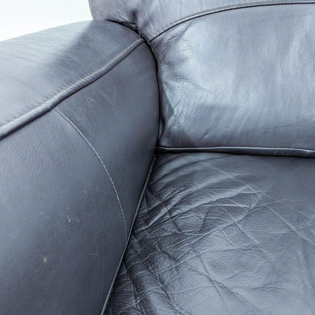 Italian Made Black Leather Lounge Chair