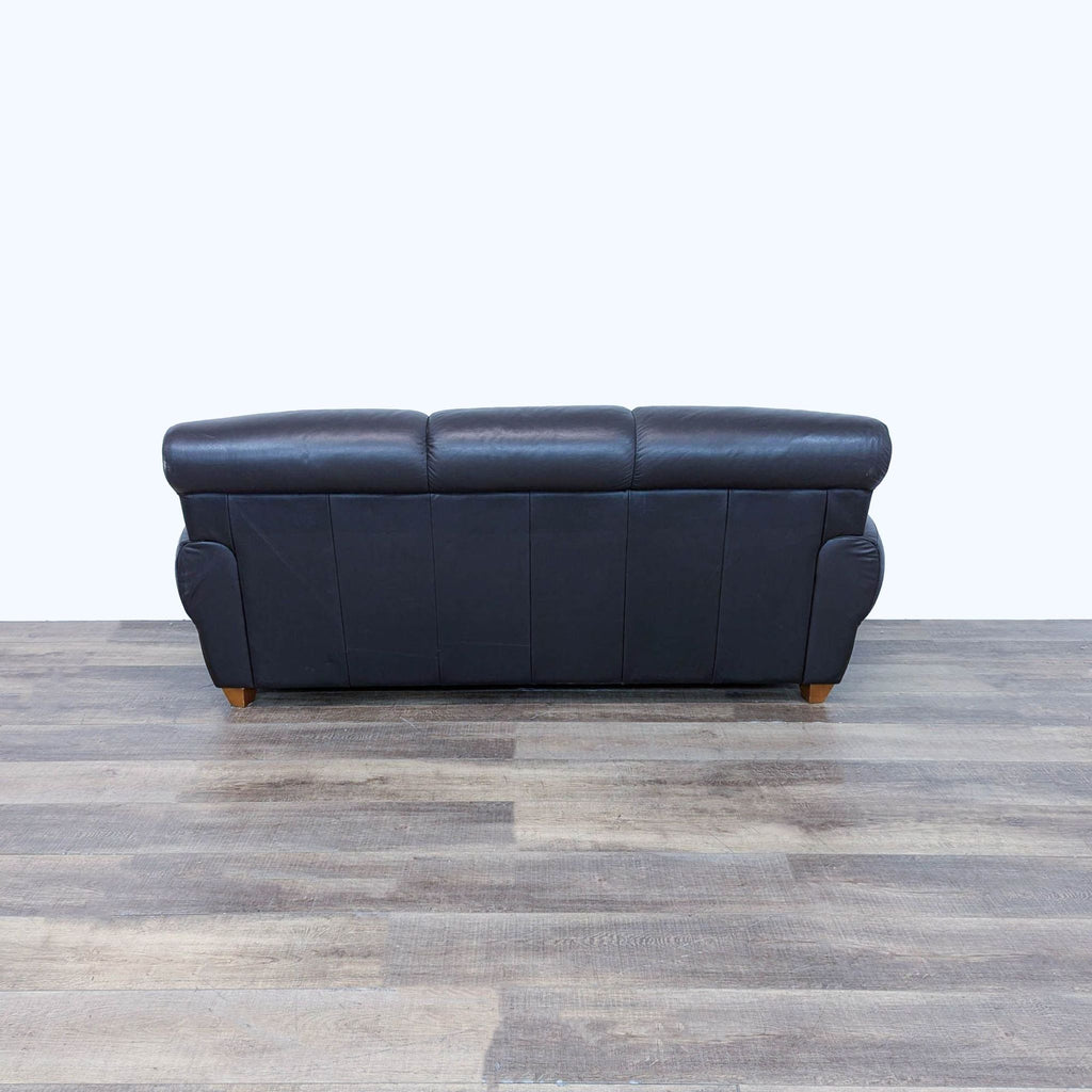 Classic Black Leather 3-Seat Sofa