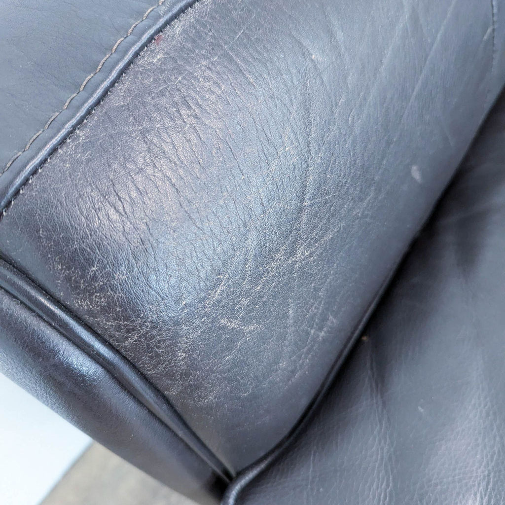 Classic Black Leather 3-Seat Sofa