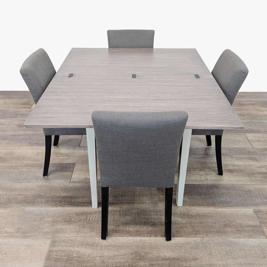 Crate & Barrel Pratico Grigio Expandable Dining Table with 4 Lowe Dining Chairs