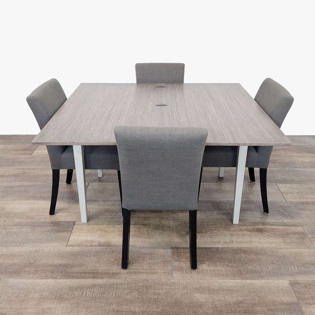 Crate & Barrel Pratico Grigio Expandable Dining Table with 4 Lowe Dining Chairs