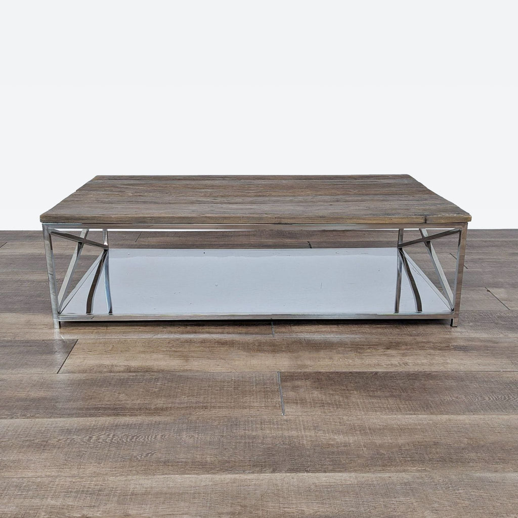 the coffee table is made from a steel frame and is made from a steel frame.