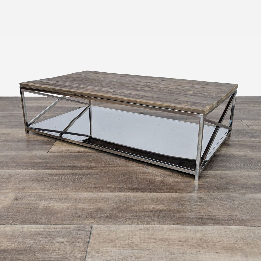 the coffee table is made from a steel frame and is made from a thick steel frame.