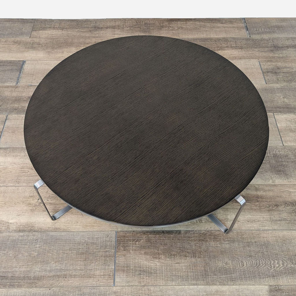 round coffee table with a metal frame