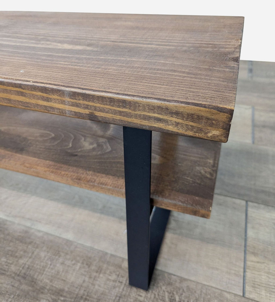 Rustic Wood and Metal Side Table with Shelf