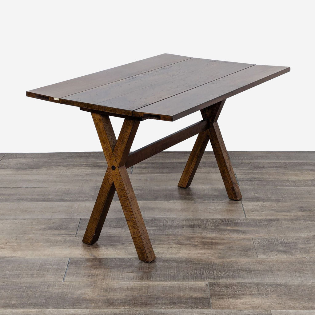 a modern, rustic, rustic, rustic table with a wooden top.