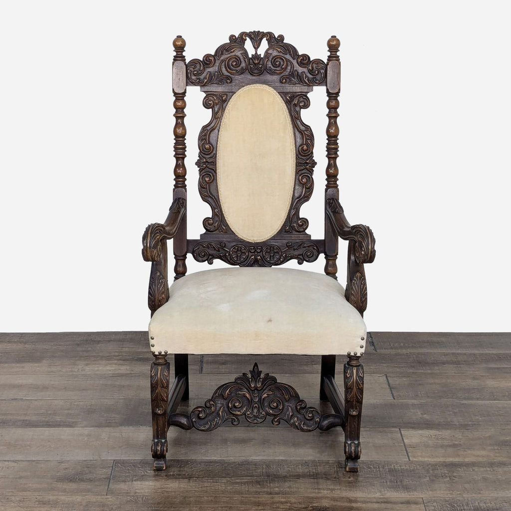 a 19th century spanish carved wood and carved oak chair