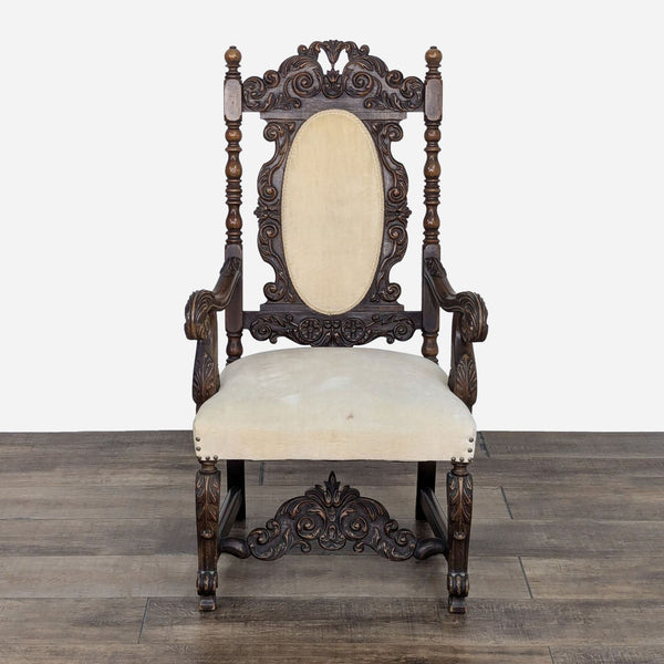 a 19th century spanish carved wood and carved oak chair