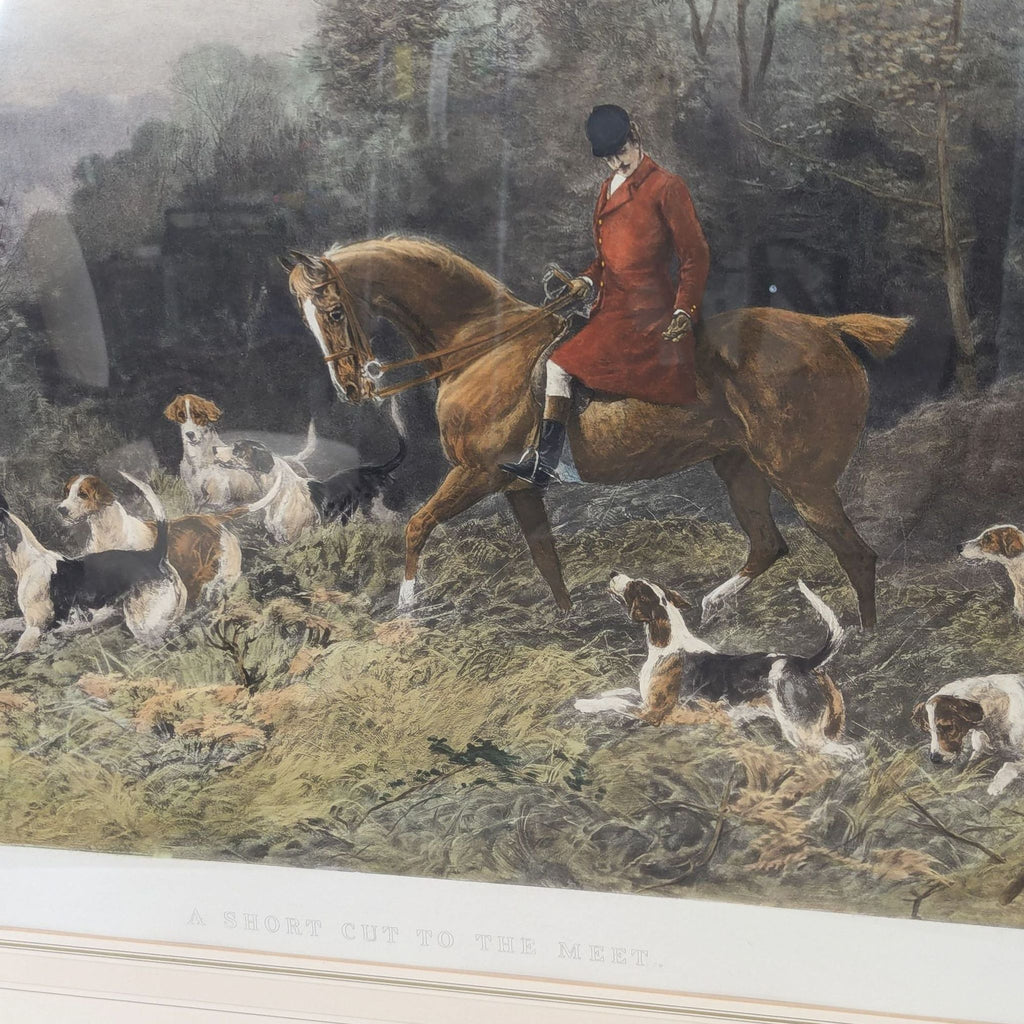 a painting of a hunting scene with a hunting dog and a fox.