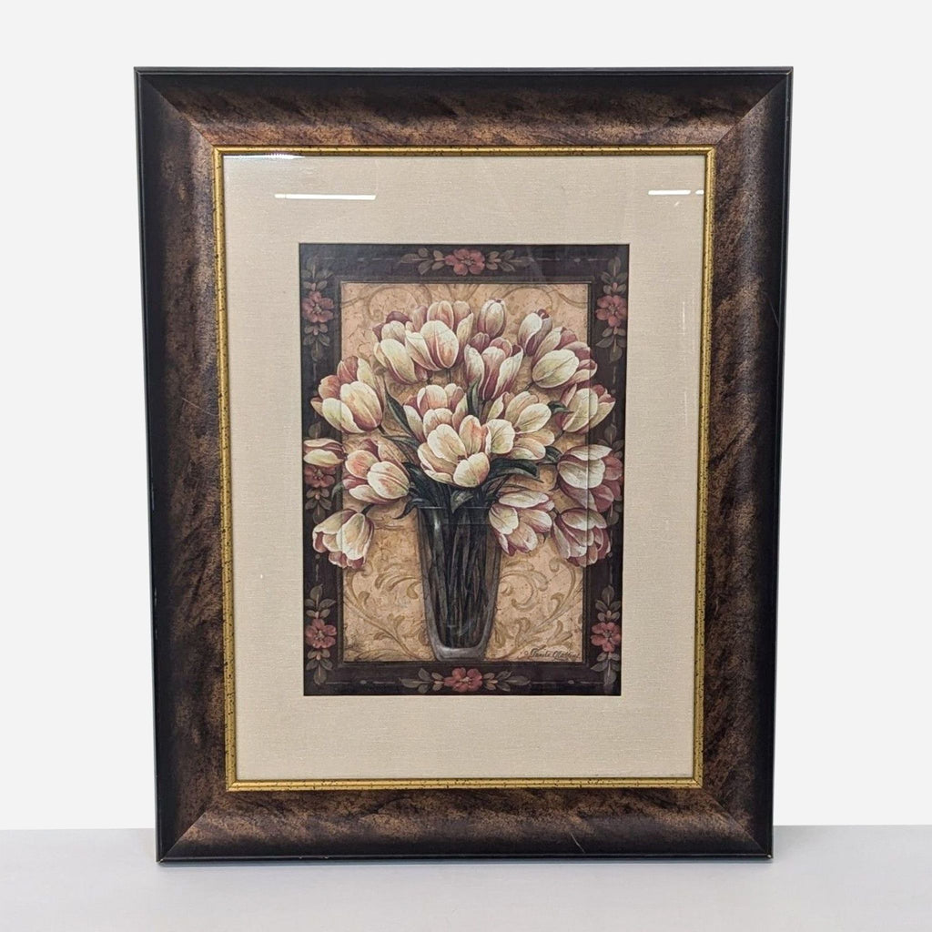 framed art print of a bouquet of white tulips