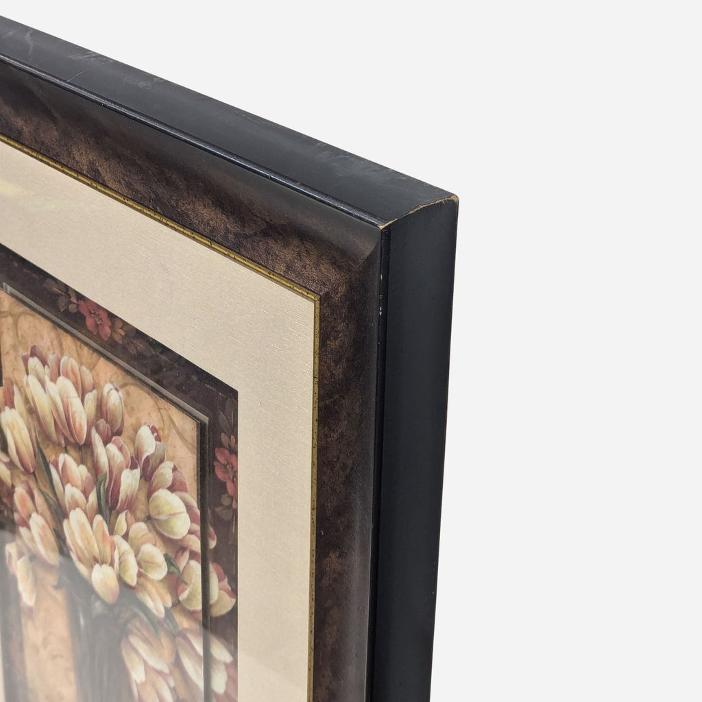 Framed Floral Print Artwork with Decorative Matting