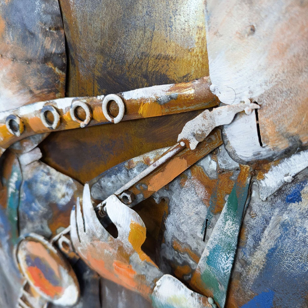 detail of a painting of a horse's saddle