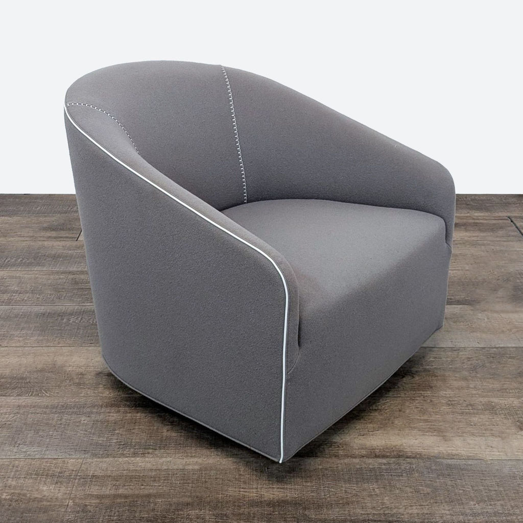 Minotti Portofino Modern Grey Swivel Lounge Chair