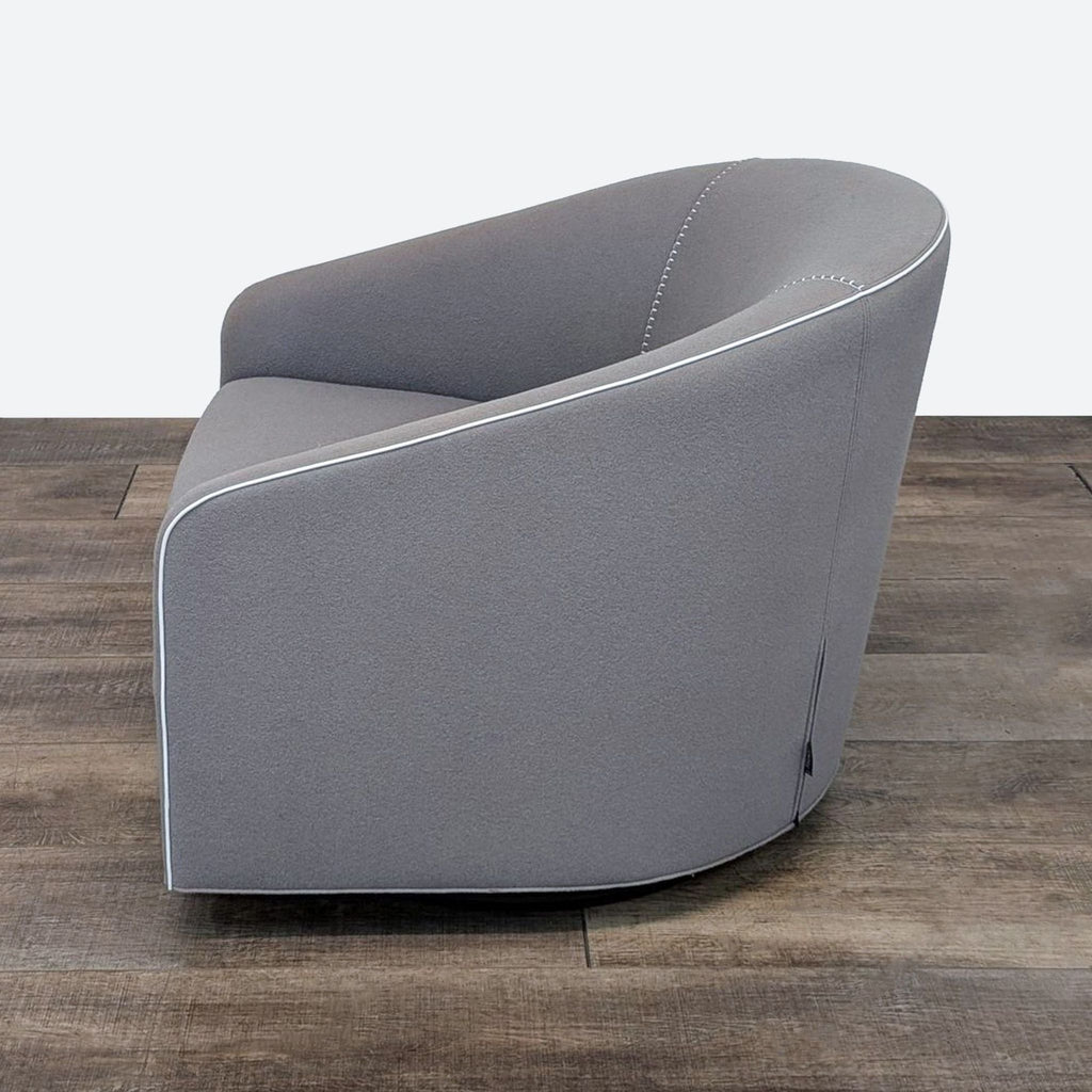 Minotti Portofino Modern Grey Swivel Lounge Chair