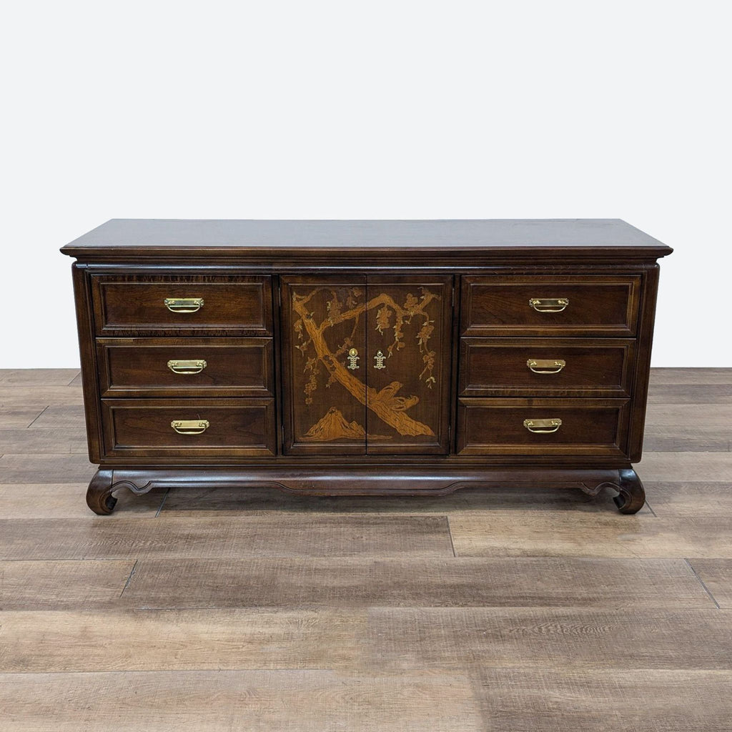 a french dresser with a painted top and a chest of drawers.