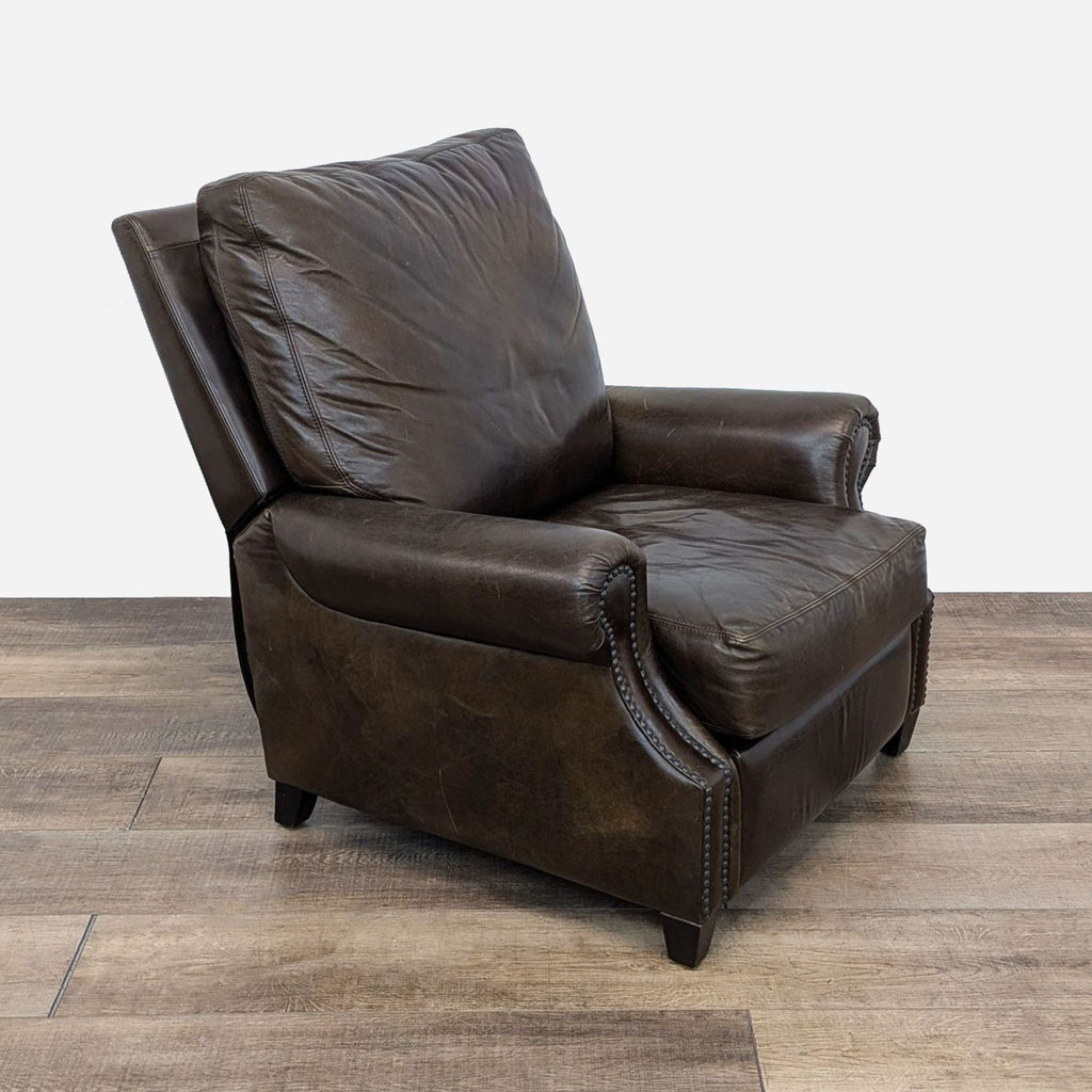 Pottery Barn James Roll Arm Leather Recliner