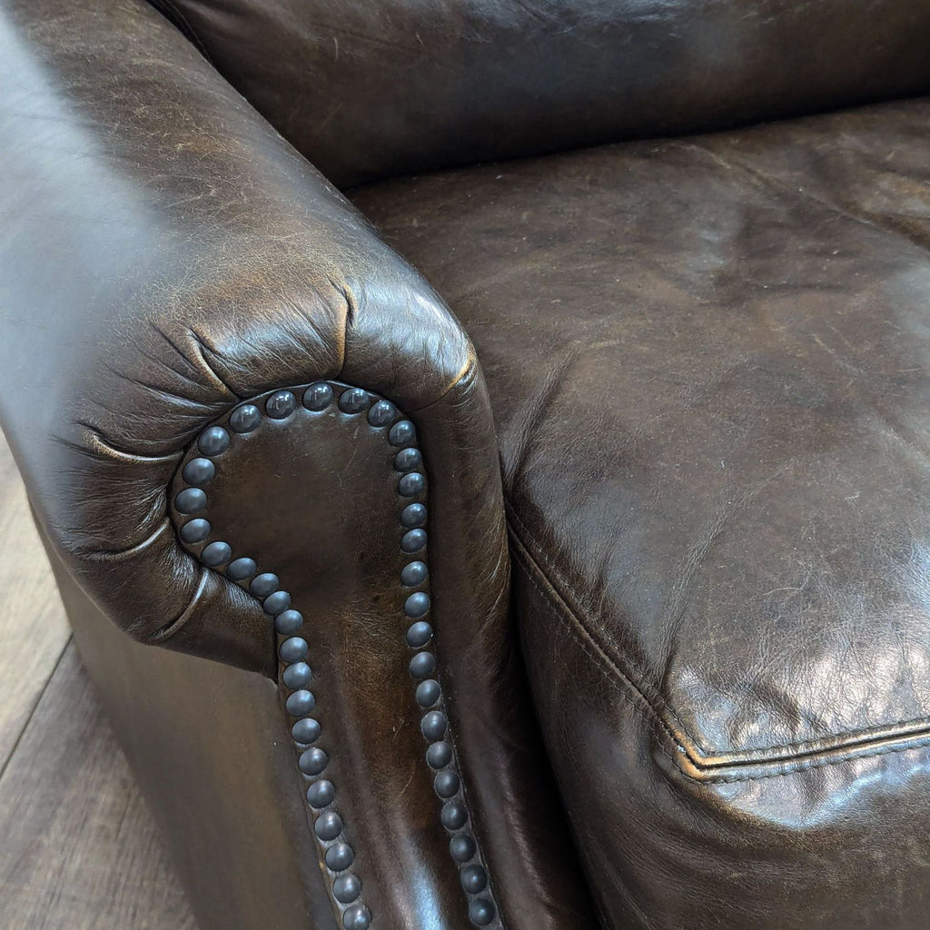 Pottery Barn James Roll Arm Leather Recliner