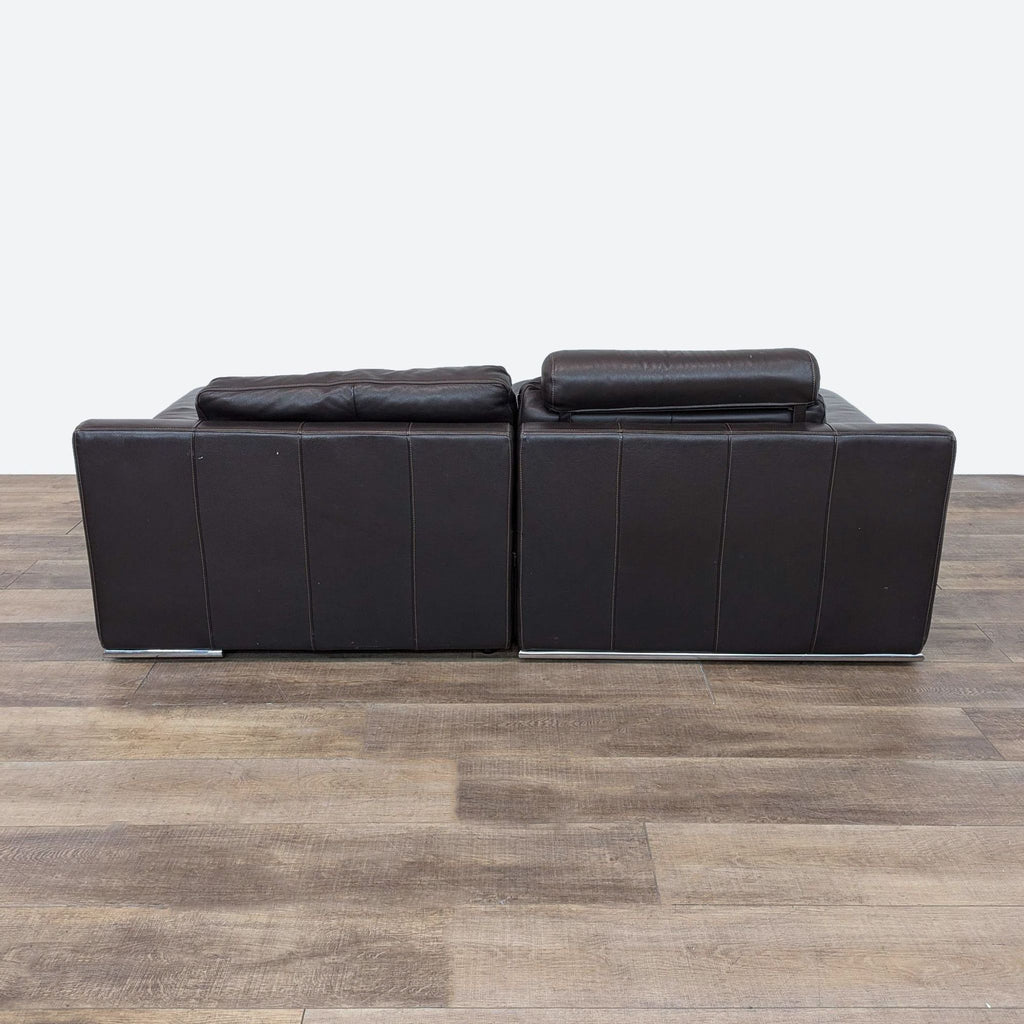 Style & Form Dark Leather Sectional with Adjustable Headrests