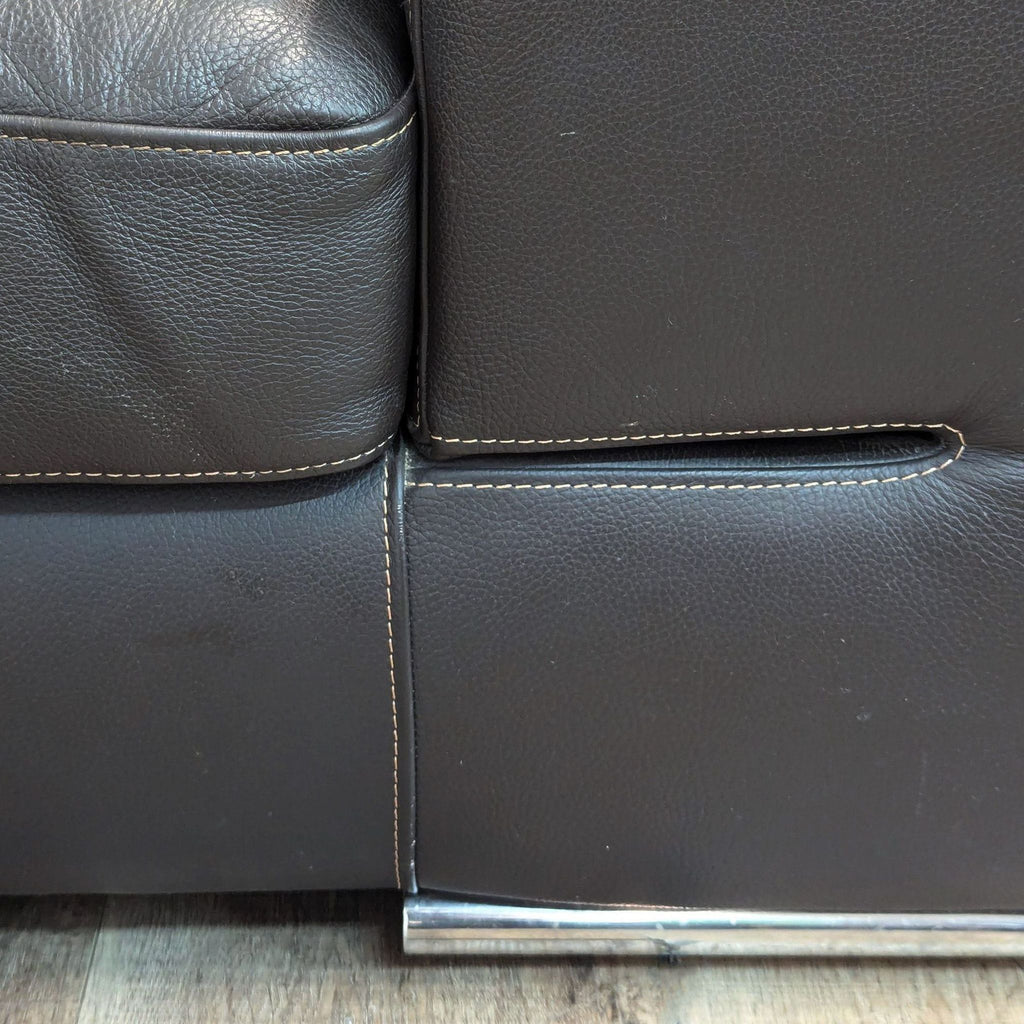 Style & Form Dark Leather Sectional with Adjustable Headrests