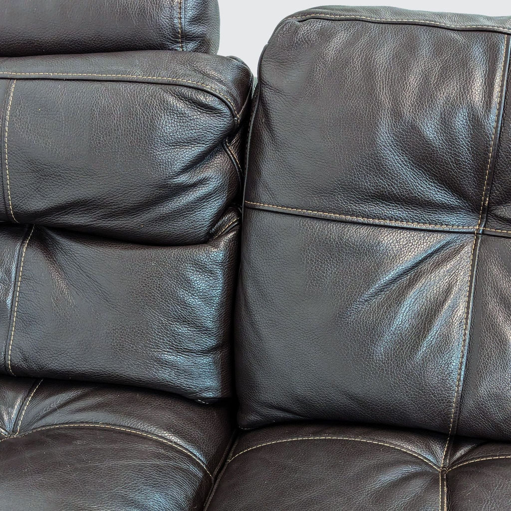 Style & Form Dark Leather Sectional with Adjustable Headrests