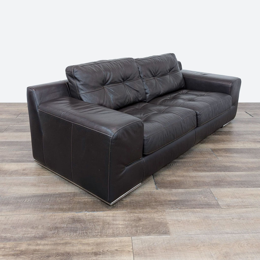 Style & Form Dark Brown Leather Loveseat with Plush Cushioning