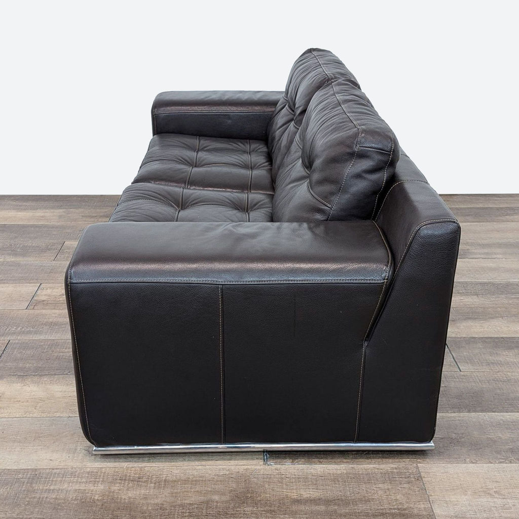 Style & Form Dark Brown Leather Loveseat with Plush Cushioning