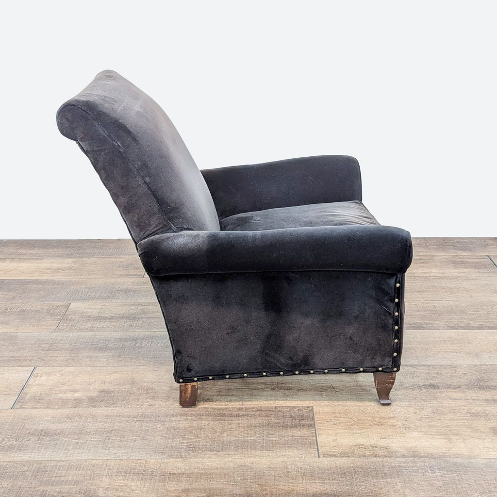 a pair of french art deco black velvet wingback chairs