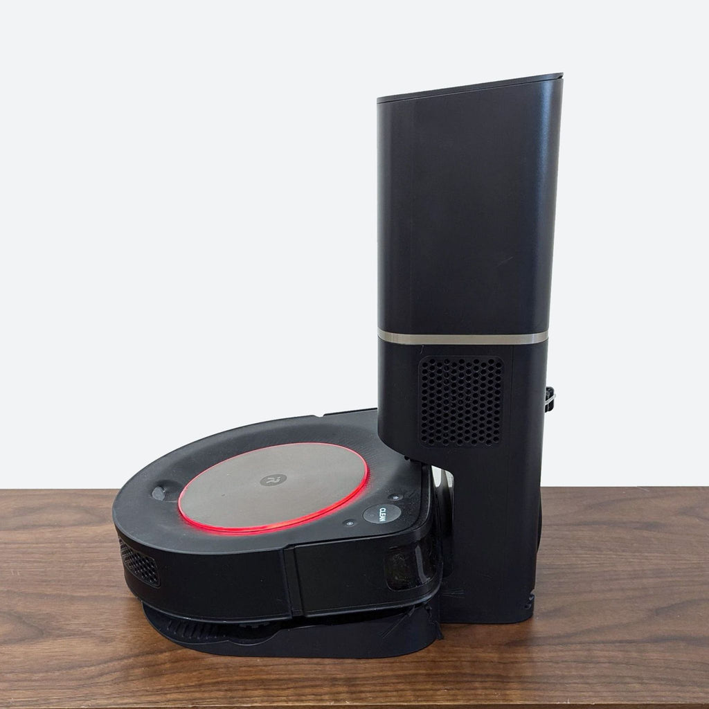 a speaker on a table.